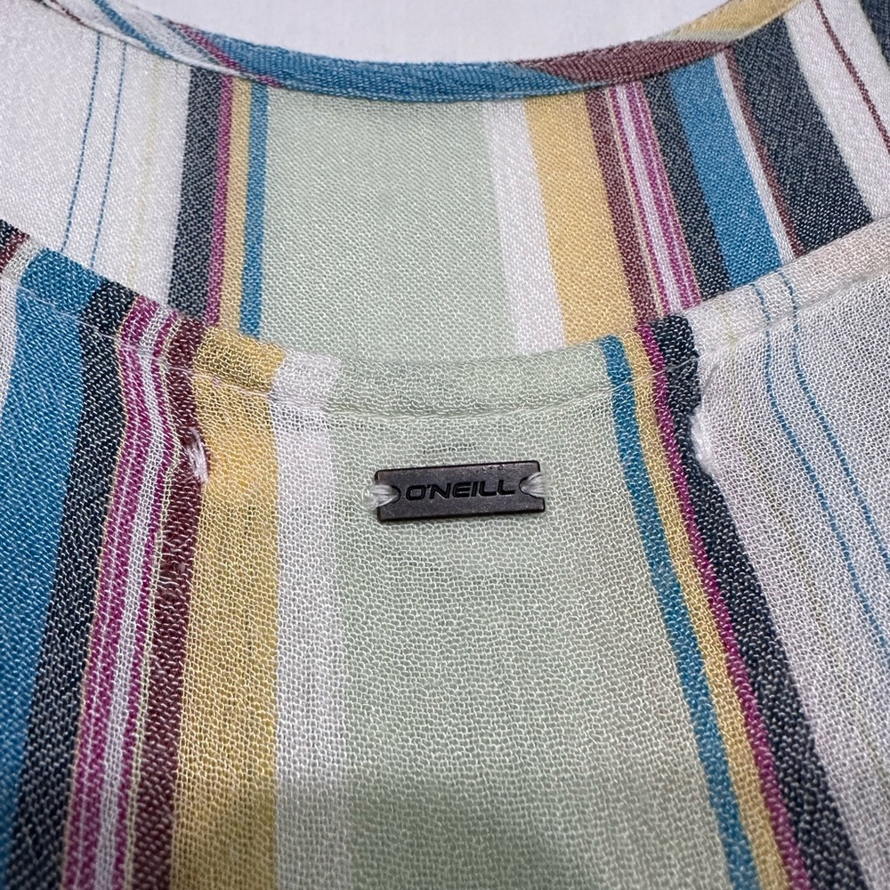 O’Neill Beachy Sundress Tiered Striped Multi-Color Spaghetti Strap size Small - Picture 4 of 5